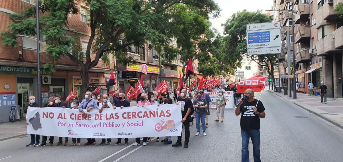 Manifestación en defensa de la línea del cercanías Murcia-Águilas